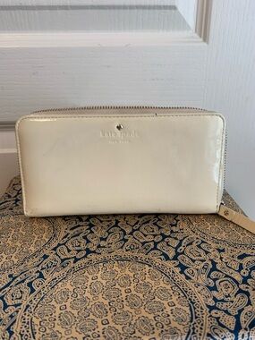 kate spade Cream Patent Zip Around Wallet
